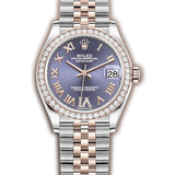 31mm Steel & Everose Gold Diamond Bezel Aubergine Roman Diamond VI Dial Jubilee Bracelet