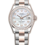 31mm Steel & Everose Gold Diamond Bezel White MOP Diamond Dial Oyster Bracelet