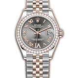 31mm Steel & Everose Gold Diamond Bezel Slate Roman Diamond VI Dial Jubilee Bracelet