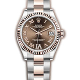 31mm Steel & 18k Everose Gold Chocolate Roman with Diamond VI Oyster Bracelet