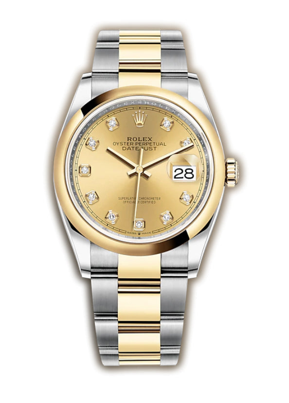 36mm Steel & Yellow Gold Champagne Diamond Dial Oyster Bracelet