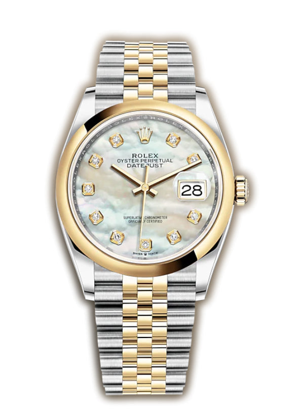 36mm Steel & Yellow Gold White MOP Diamond Dial Jubilee Bracelet