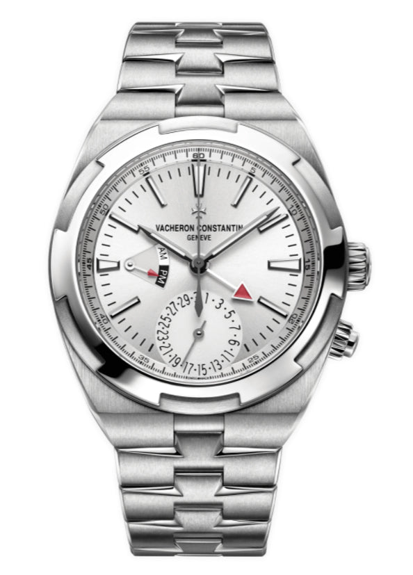 Dual Time Stainless Steel 41mm Silver Dial
