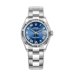 31mm Steel and 18k Fluted Bezel Blue Roman Dial Oyster Bracelet