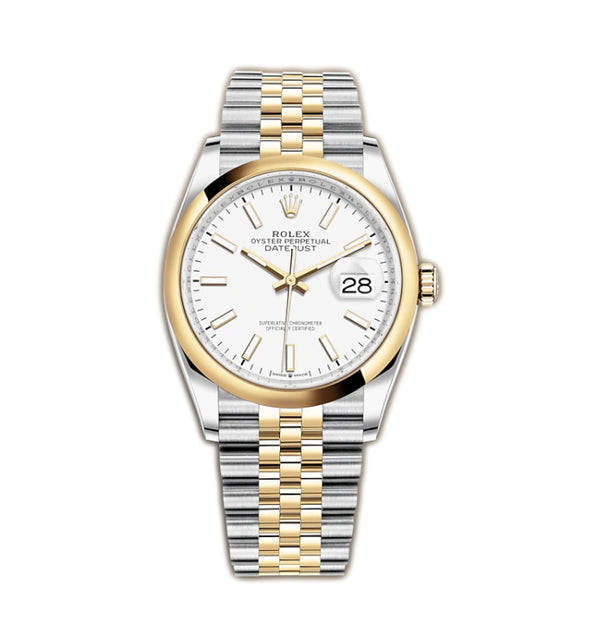 36mm Steel & Yellow Gold White Index Dial Jubilee Bracelet