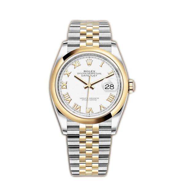 36mm Steel & Yellow Gold White Roman Dial Jubilee Bracelet