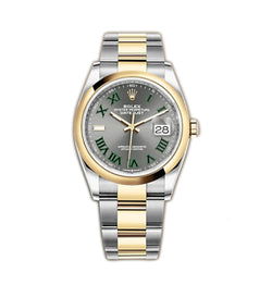 36mm Steel & Yellow Gold Wimbledon Roman Dial Oyster Bracelet