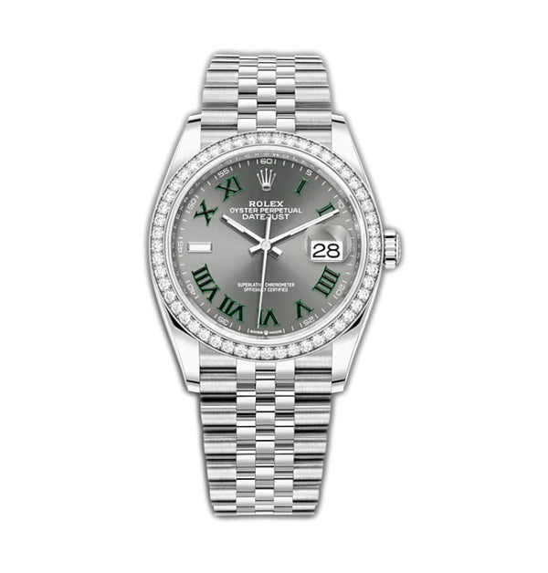 36mm Steel & Diamond Bezel Wimbledon Dial Jubilee Bracelet