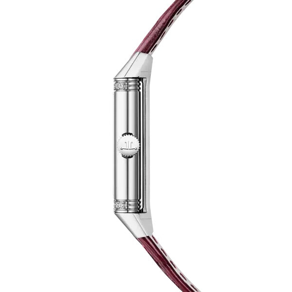 20mm Quartz Stainless Steel Reverso One Monoface Burgundy Red On Strap