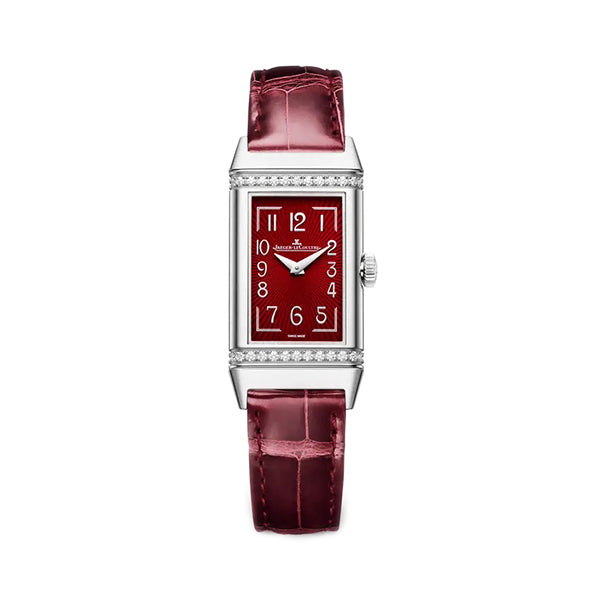 20mm Quartz Stainless Steel Reverso One Monoface Burgundy Red On Strap