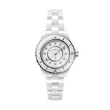 Ceramic White Diamond Dial 33mm On Bracelet Quartz