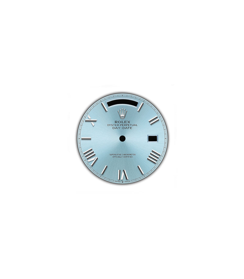 40mm Platinum President Fluted Bezel Ice Blue Roman Dial