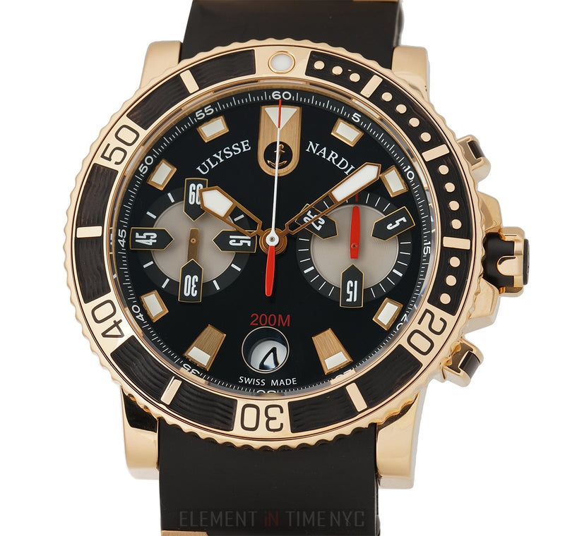 Maxi Marine Diver Chronograph 18k Rose Gold 43mm Black Dial