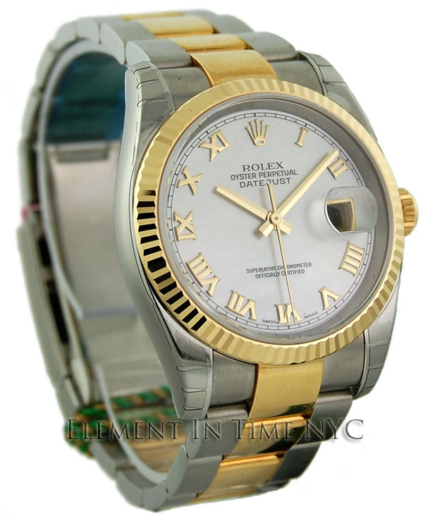 Steel / 18k Yellow Gold Silver Dial 36mm