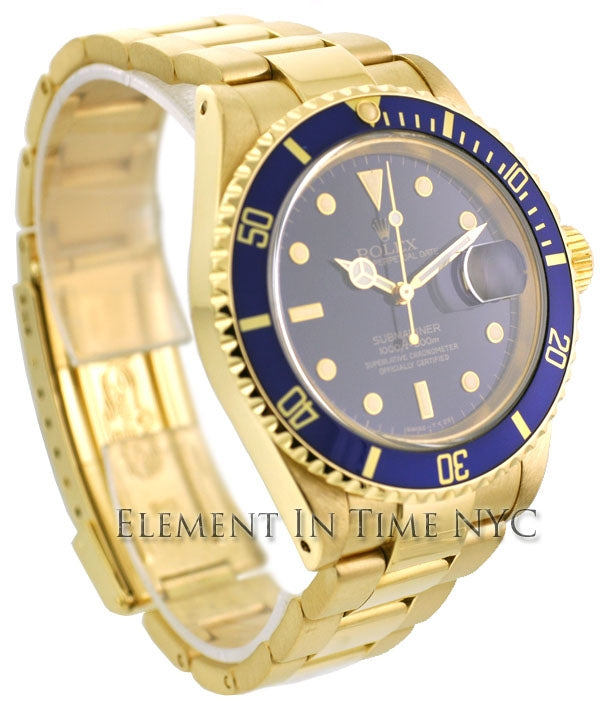 Vintage 18k Yellow Gold Blue Dial