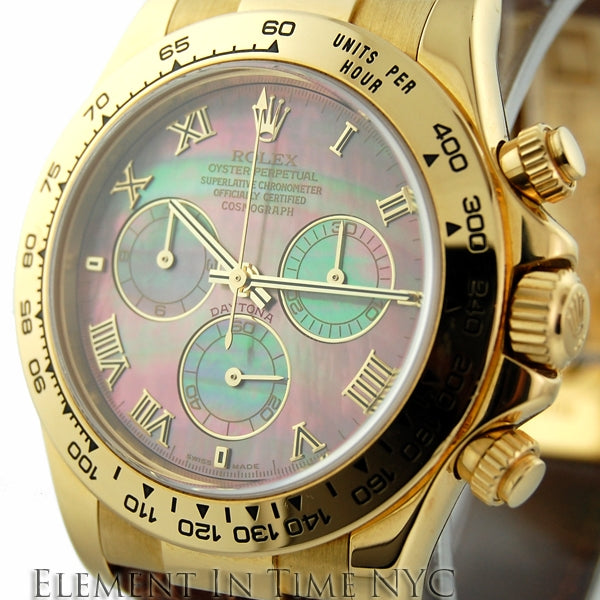 Rolex Daytona 18k Yellow Gold Tahitian MOP Dial 116518 Element