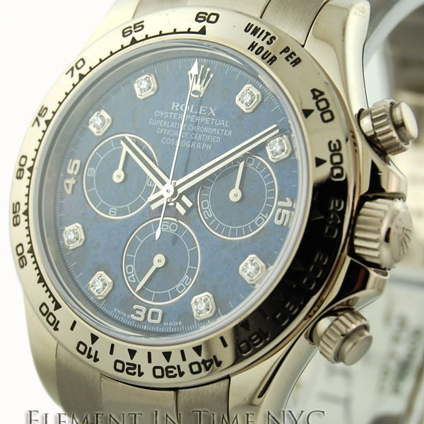 Rolex Daytona 18k White Gold Blue Diamond Dial 116509 Element iN