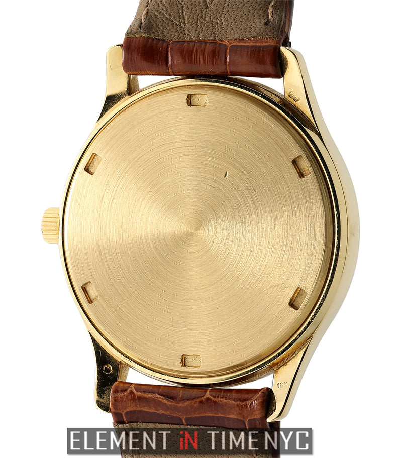 Vintage 18k Yellow Gold 34mm Silver Index Dial