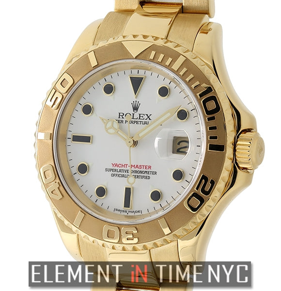 Vintage 18k Yellow Gold White Ivory Dial 40mm