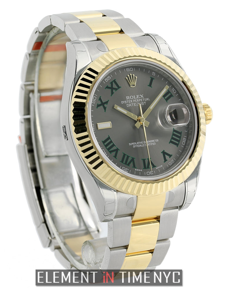 41mm Steel & Yellow Gold Grey Dial Green Numerals
