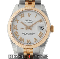 Steel & 18k Rose Gold 31mm White Roman Dial On Jubilee