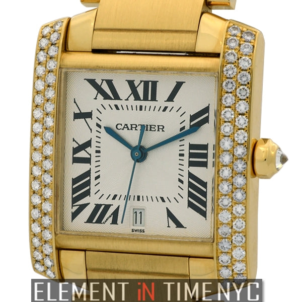 Pre-Owned Cartier Tank Anglaise 18ct Yellow Gold Diamond Bezel Watch