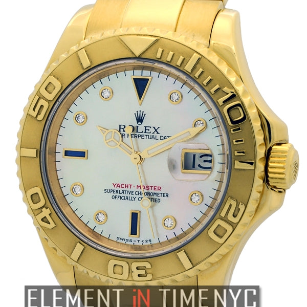 ROLEX 18K Yellow Gold 40mm YachtMaster Blue Dial 16628 Warranty Papers 2000  Box