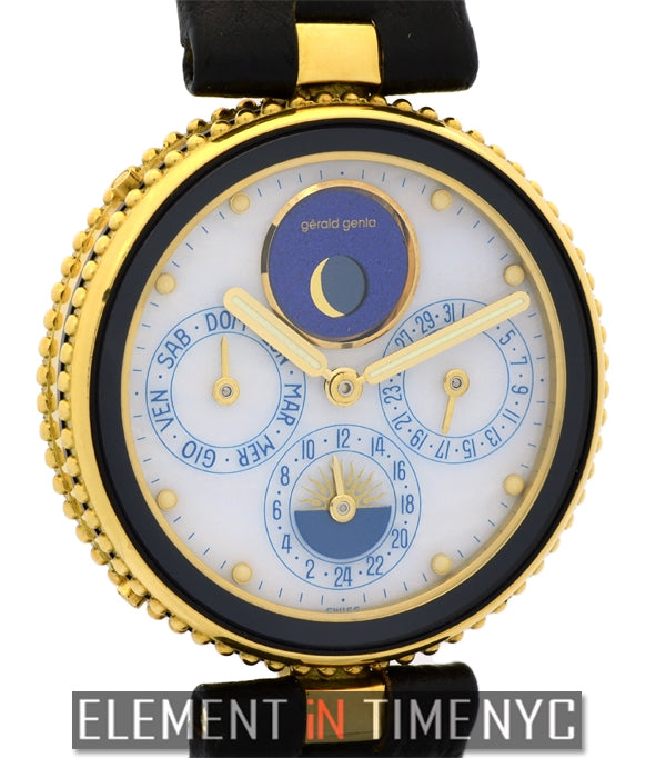 Vintage Moonphase Day-Date Alarm GMT 18k Yellow Gold