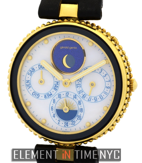 Vintage Moonphase Day-Date Alarm GMT 18k Yellow Gold
