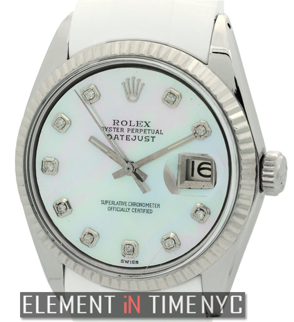 Stainless Steel 36mm RubberB MOP Diamond Dial