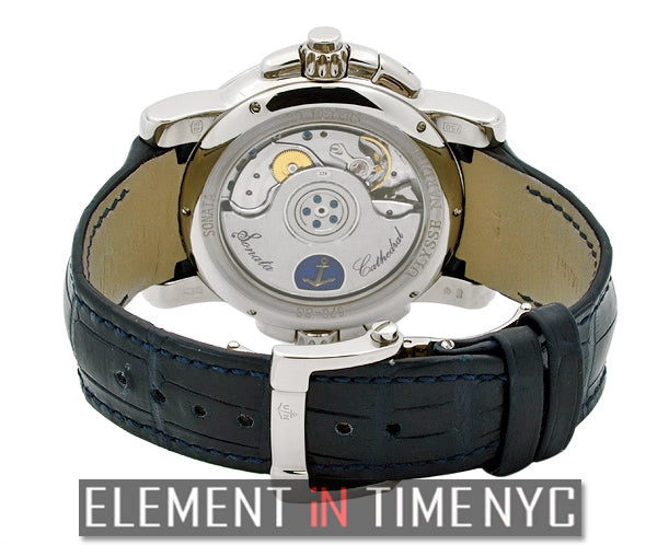 Sonata Cathedral Dual Time 18k White Gold Blue Dial