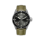 43mm Bathyscaphe Steel Grey Dial Ceramic Bezel on Green Strap