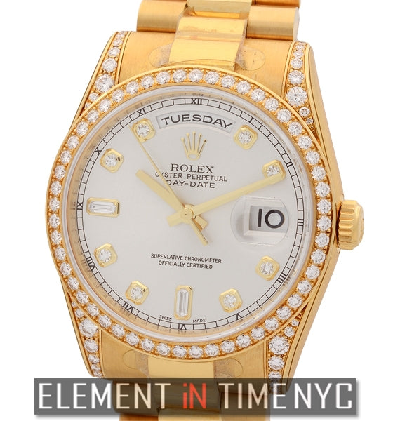 36mm President 18k Yellow Gold Diamond Bezel, Lugs & Dial