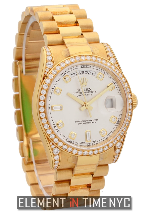 36mm President 18k Yellow Gold Diamond Bezel, Lugs & Dial