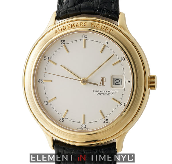 Vintage Huitieme 18k Yellow Gold 40mm Silver Dial Automatic 1990's