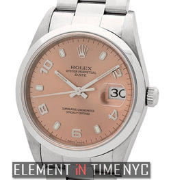 Vintage 34mm Date Steel Salmon Dial Y Serial