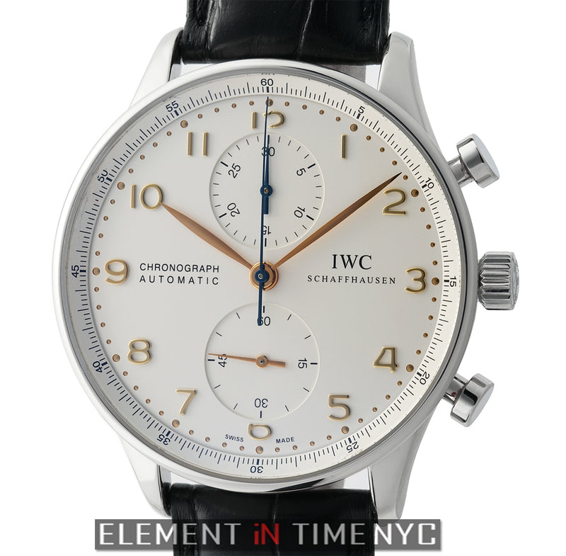 Chronograph Stainless Steel Silver Dial Gold Arabics
