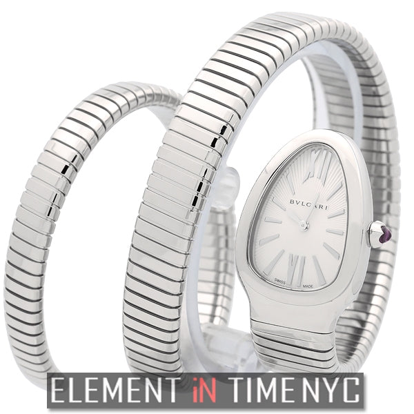Stainless Steel Tubogas Silver Dial Double Twirl