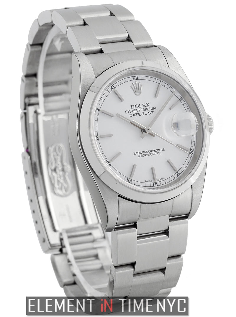 36mm Stainless Steel Smooth Bezel White Index F Serial