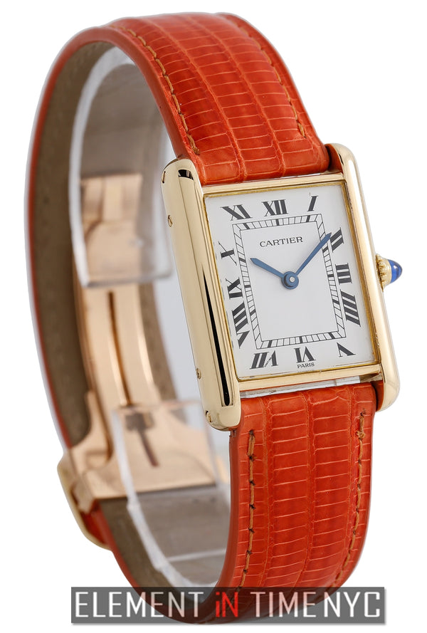 Men's 18K yellow gold 30x24mm Cartier Tank Louis Cartier manual winding  watch with smooth bezel, white flat d…