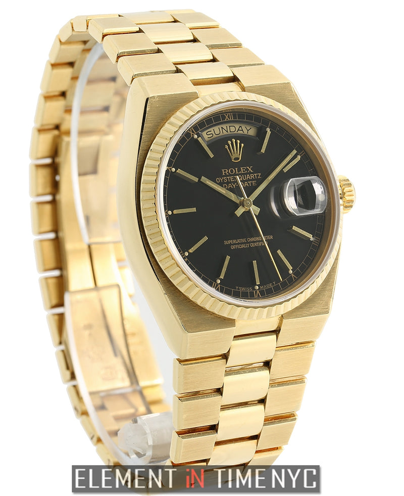 Vintage OysterQuartz President 18k Yellow Gold Black Dial Circa 1982