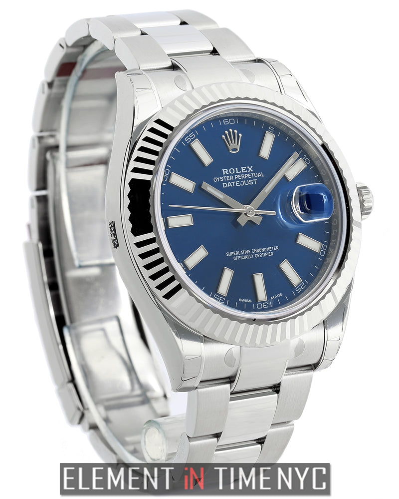 Steel & White Gold 41mm Blue Index Dial