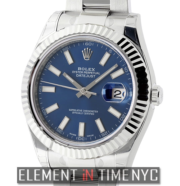 Steel & White Gold 41mm Blue Index Dial