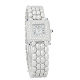 28mm Ladies Classic Square 18k White Gold  Factory Diamonds