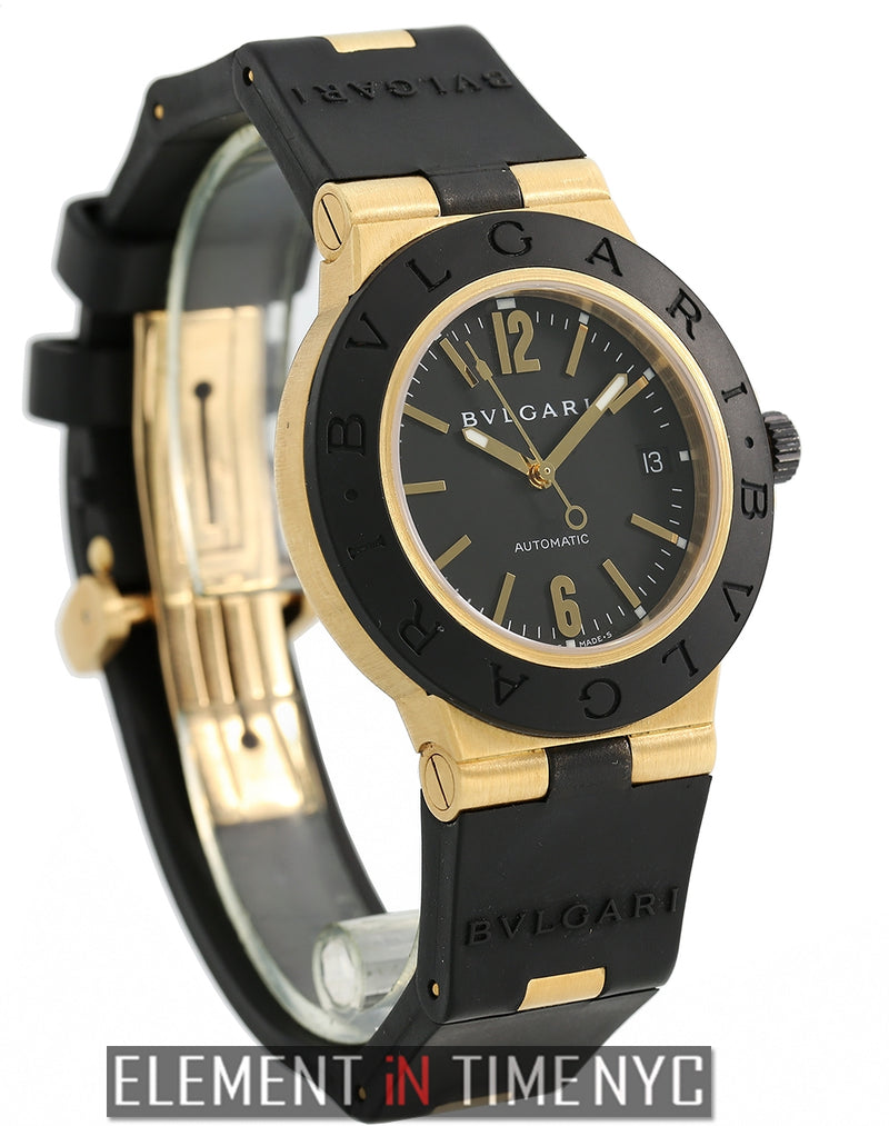 Sport 18k Yellow Gold And Rubber 38mm Black Dial