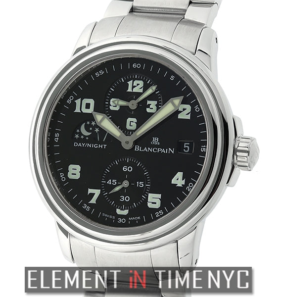 Double Time Zone Stainless Steel Black Dial 38mm