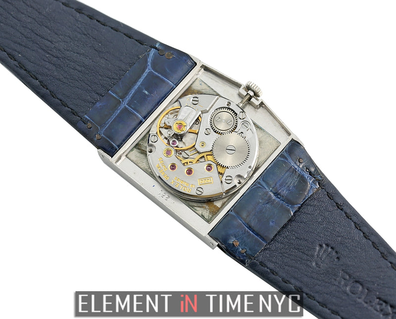 Vintage 18k White Gold 28mm Blue Dial Circa 1980