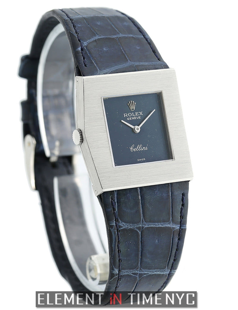 Vintage 18k White Gold 28mm Blue Dial Circa 1980