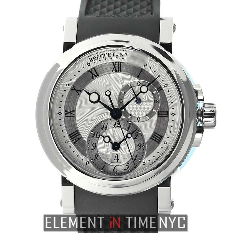 Dual Time Stainless Steel 42mm Silver Dial