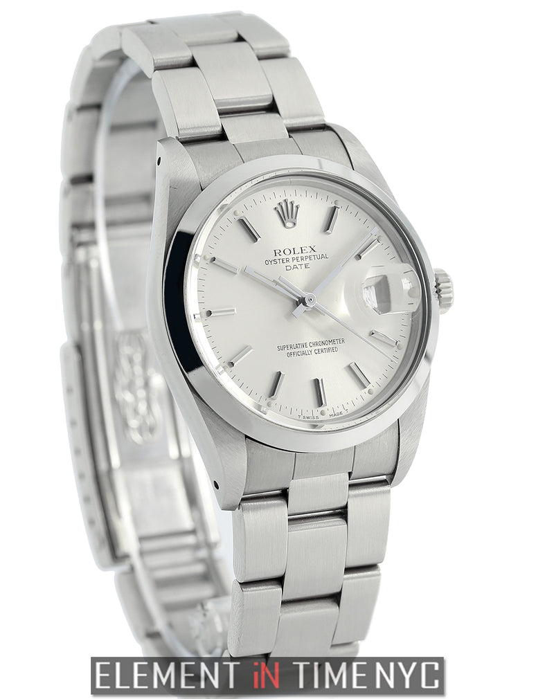 Date 34mm Stainless Steel Silver Index Dial L Serial Circa 1989